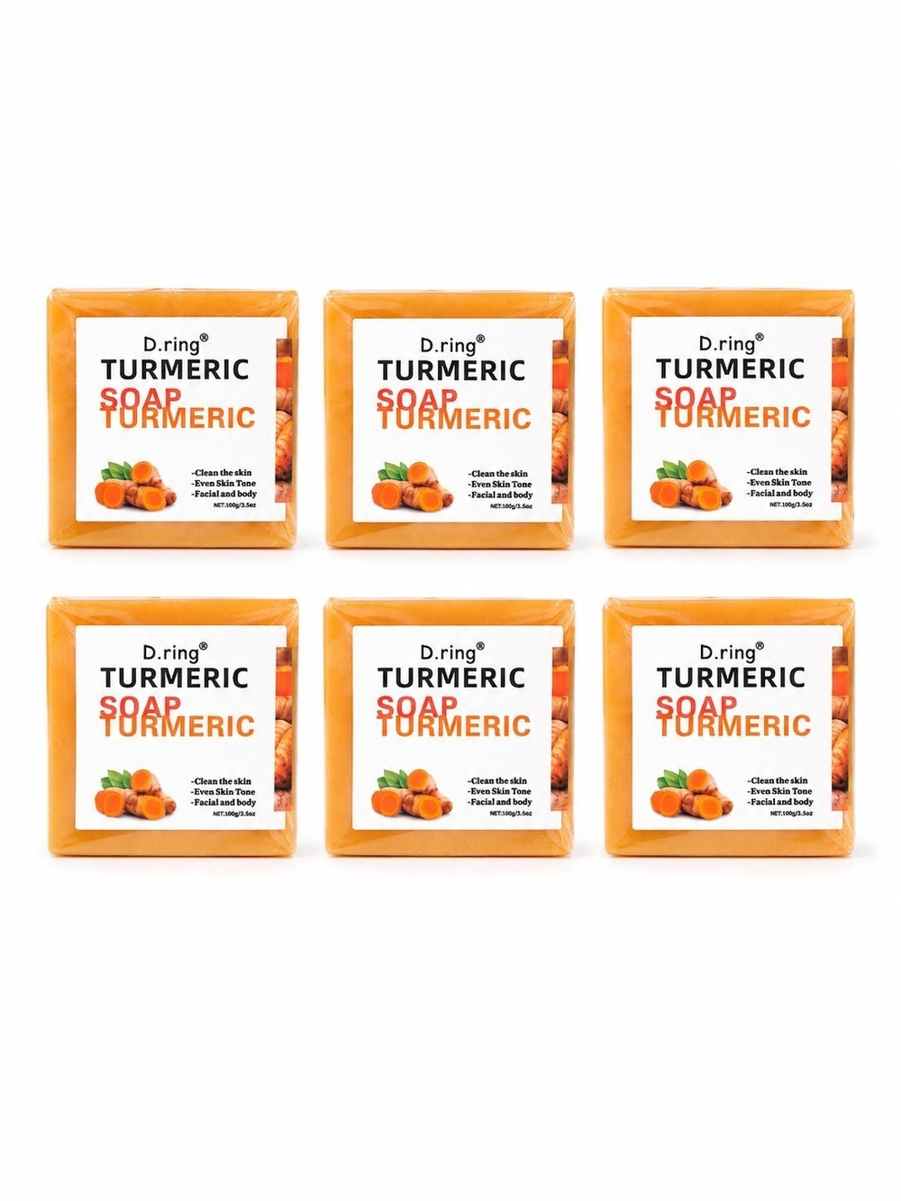 Turmeric Soap - Orange Nourishing Body & Face Bar (6-Pack)